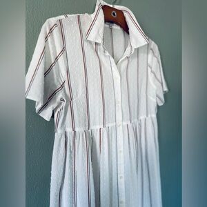 Madewell Striped Midi Shirtdress in Textured Clipdot Fabric | Women’s S